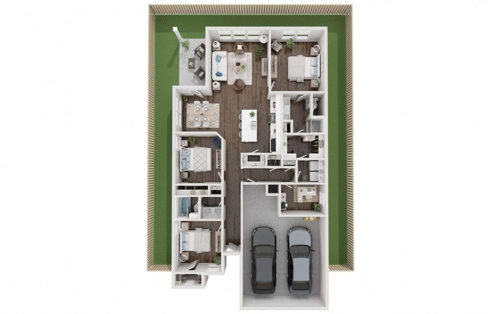 Sage - 3 bedroom floorplan layout with 2 baths and 1522 square feet.