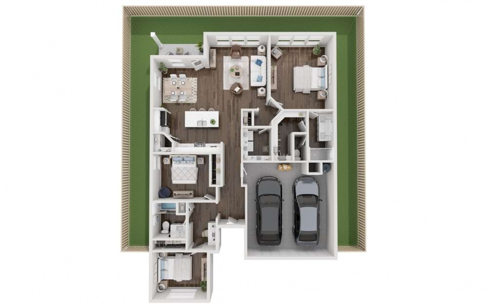 Beech - 3 bedroom floorplan layout with 2 baths and 1548 square feet.