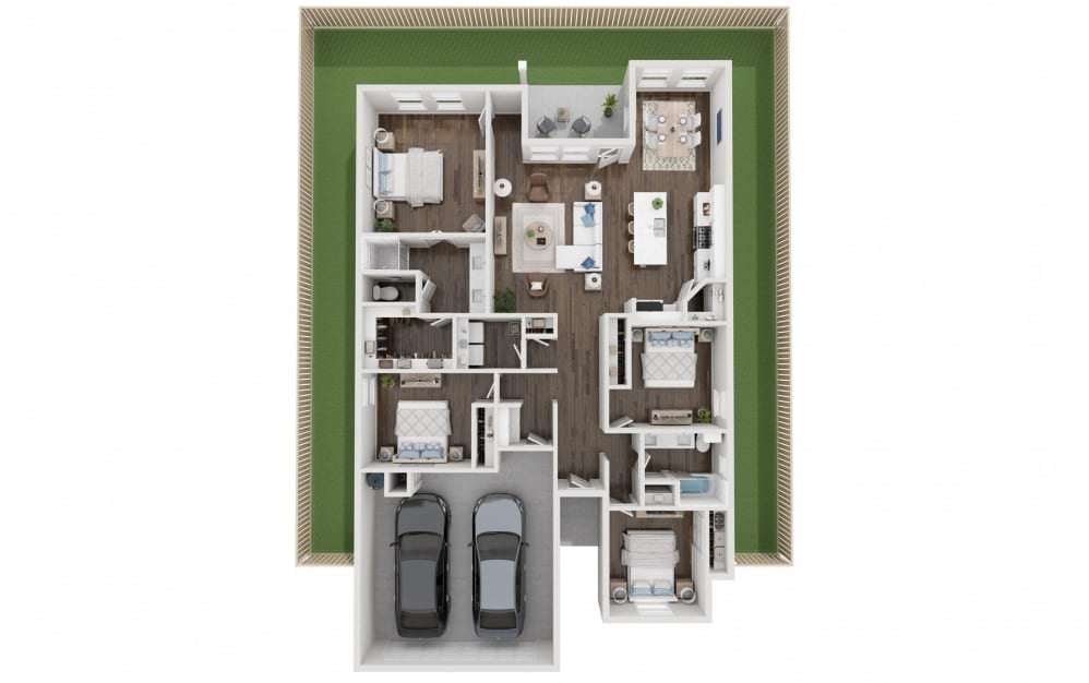 Sycamore - 4 bedroom floorplan layout with 2 baths and 1760 square feet.